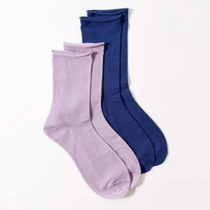 URBAN OUTFITTERS 2-Pack Sheer Roll Top Socks Blue
